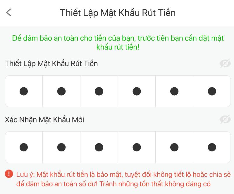 Cách đặt mật khẩu rút tiền lần đầu tại cổng 13win